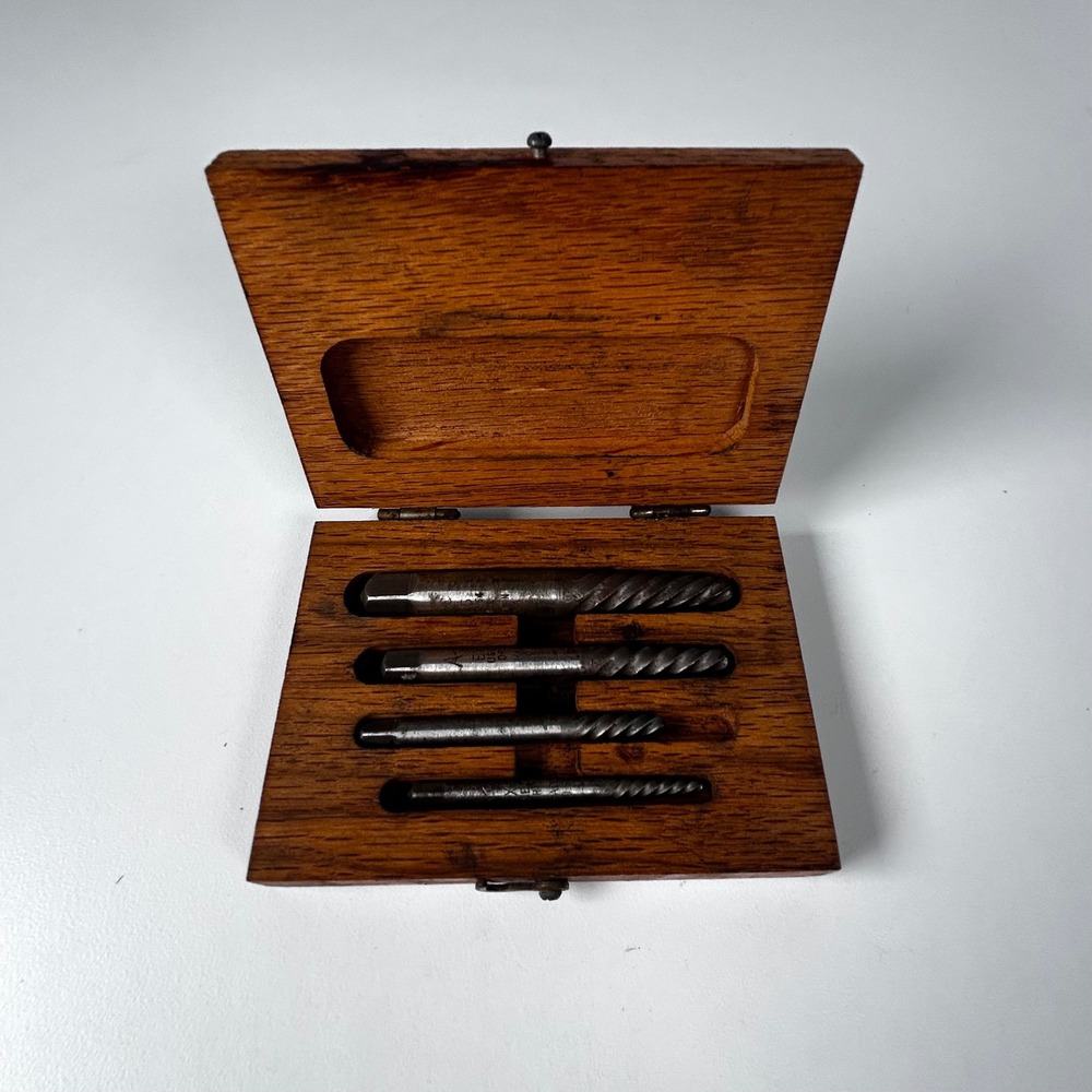 Vintage Ace Screw Extractors Set No. S20 Henry L Hanson Co USA Wooden Box 4pc